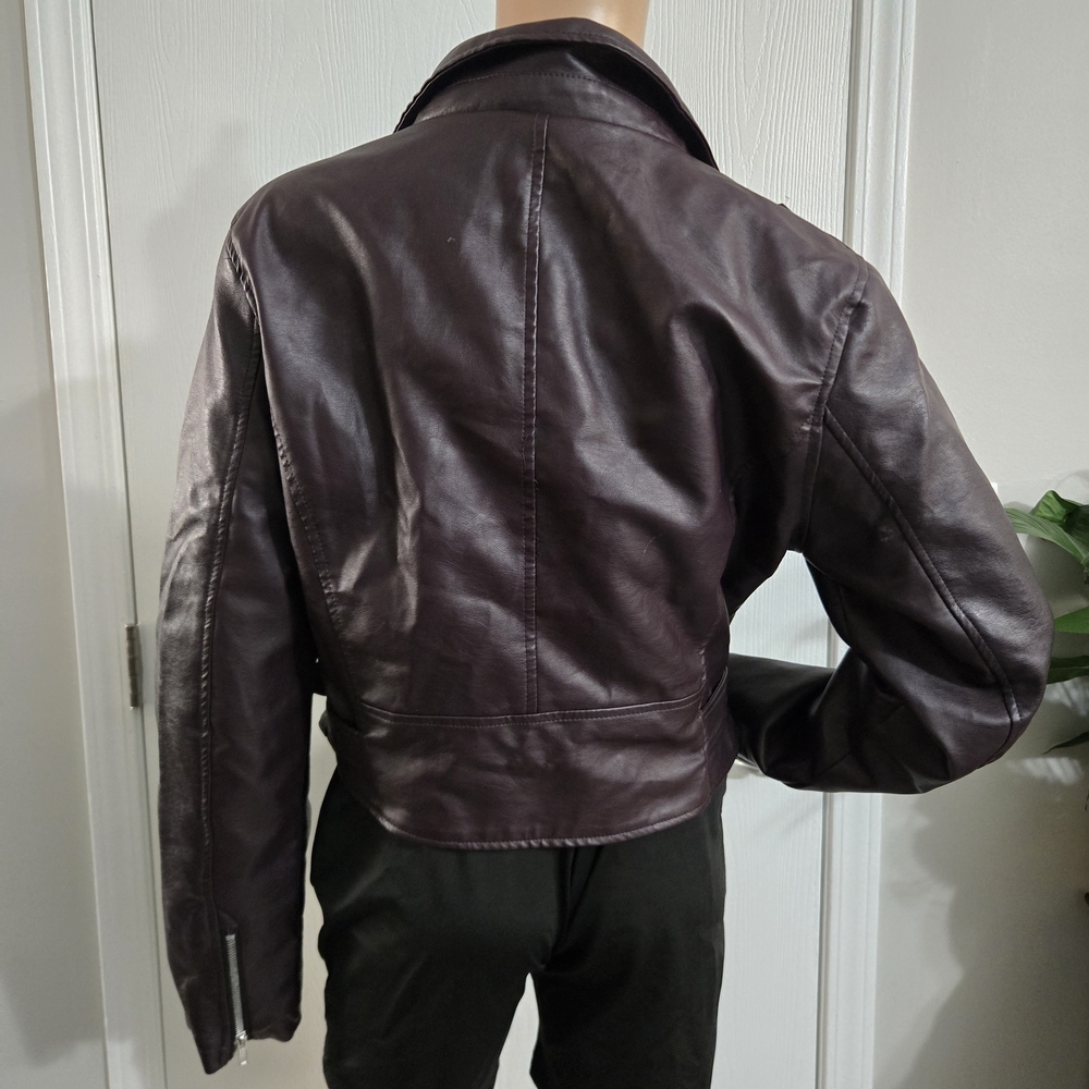 Fashion Nova Dark Brown Leather Jacket - Picture 4 of 7